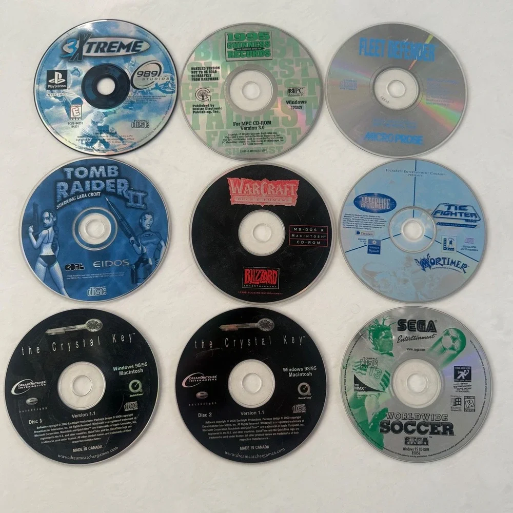Vintage PC PlayStation Video Game CD ROM Disc Lot Tomb Raider‎ Sega Untested